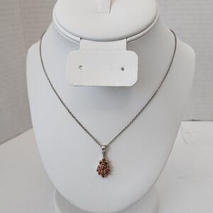 Vintage D'Joy Pendant Necklace 925 Sterling Silver & Citrine Gemstone